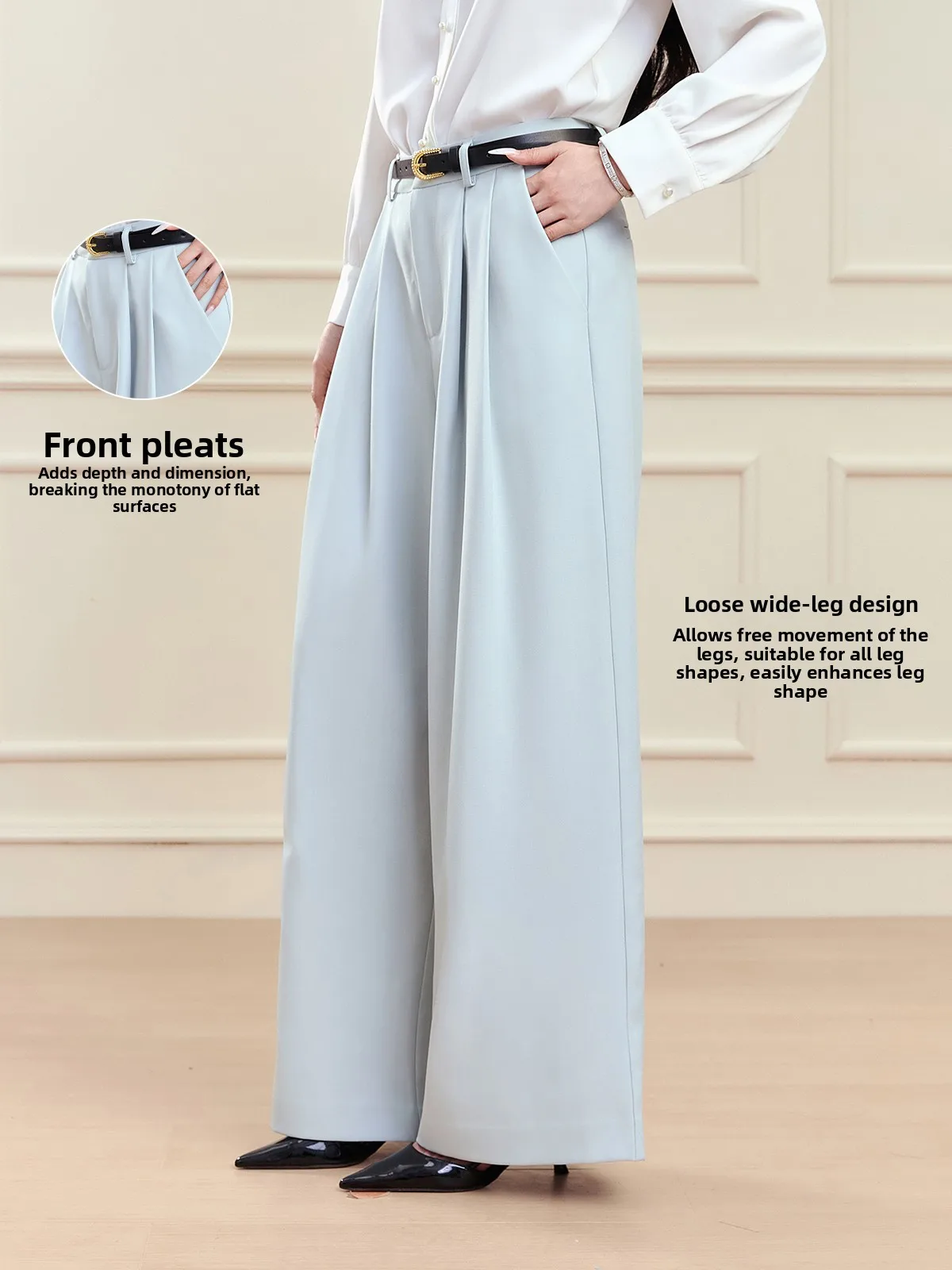 Calças Femininas Casuais de Cintura Alta com Perna Larga, Corte Reto, Estilo Terno, Novidade de Outono, Versáteis e de Caimento Solto