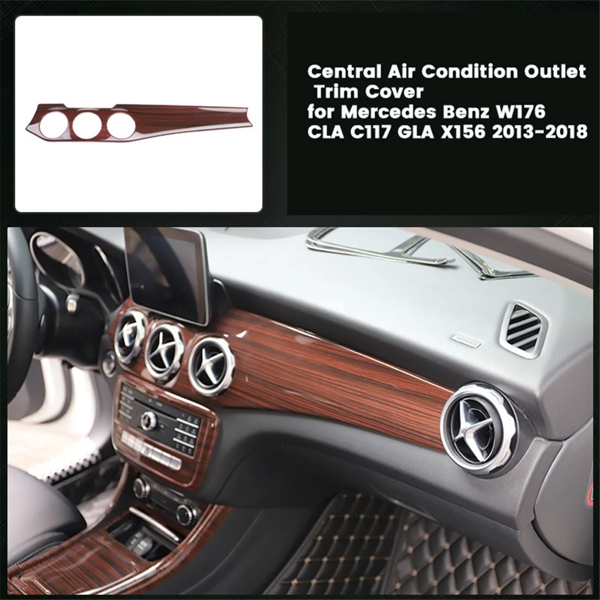 LHD Central Dashboard Air Condition Outlet Trim Cover for Mercedes Benz W176 CLA C117 GLA X156 2013-2018 Vent Panel