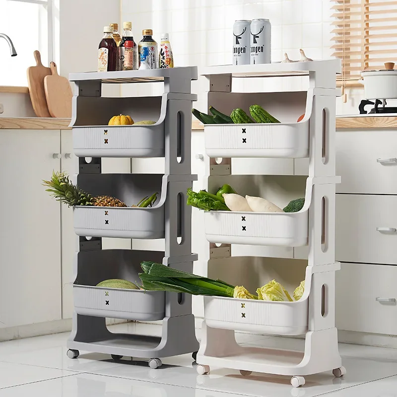 Kitchen storage rack, floor to floor multifunctional household mobile small cart, bathroom and bathroom storage rack