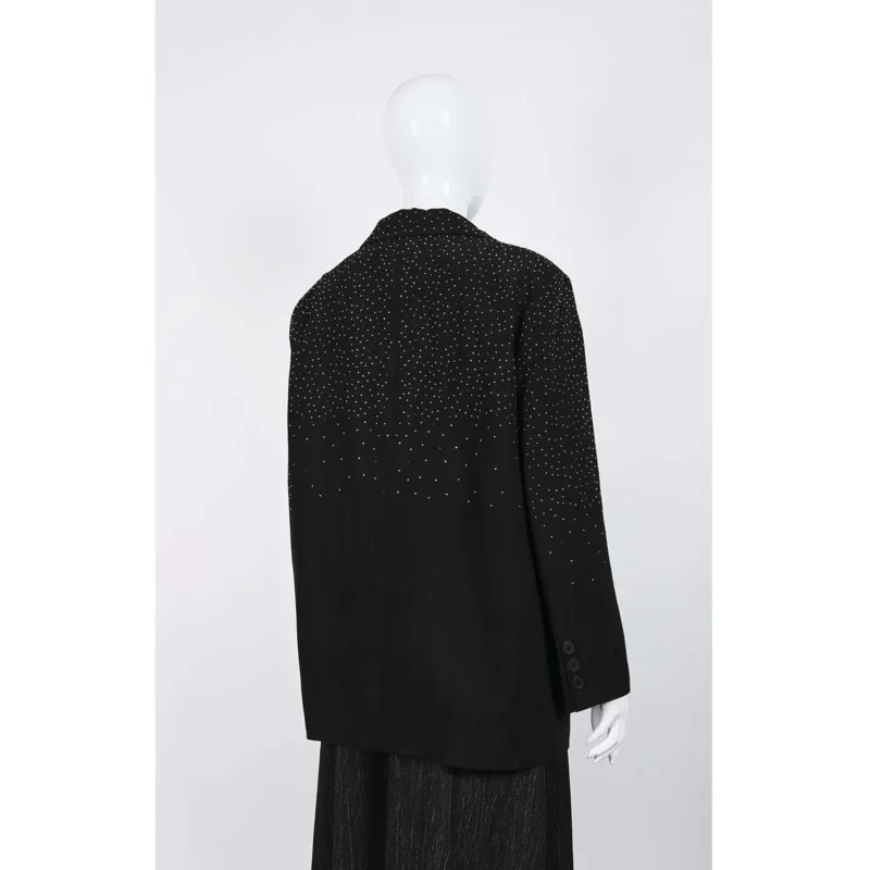 KWTX Damen-Blazer, einfarbig, schwer verziert, 2-Knopf-Revers, elegant, luxuriös, Designer, SS25-Mode