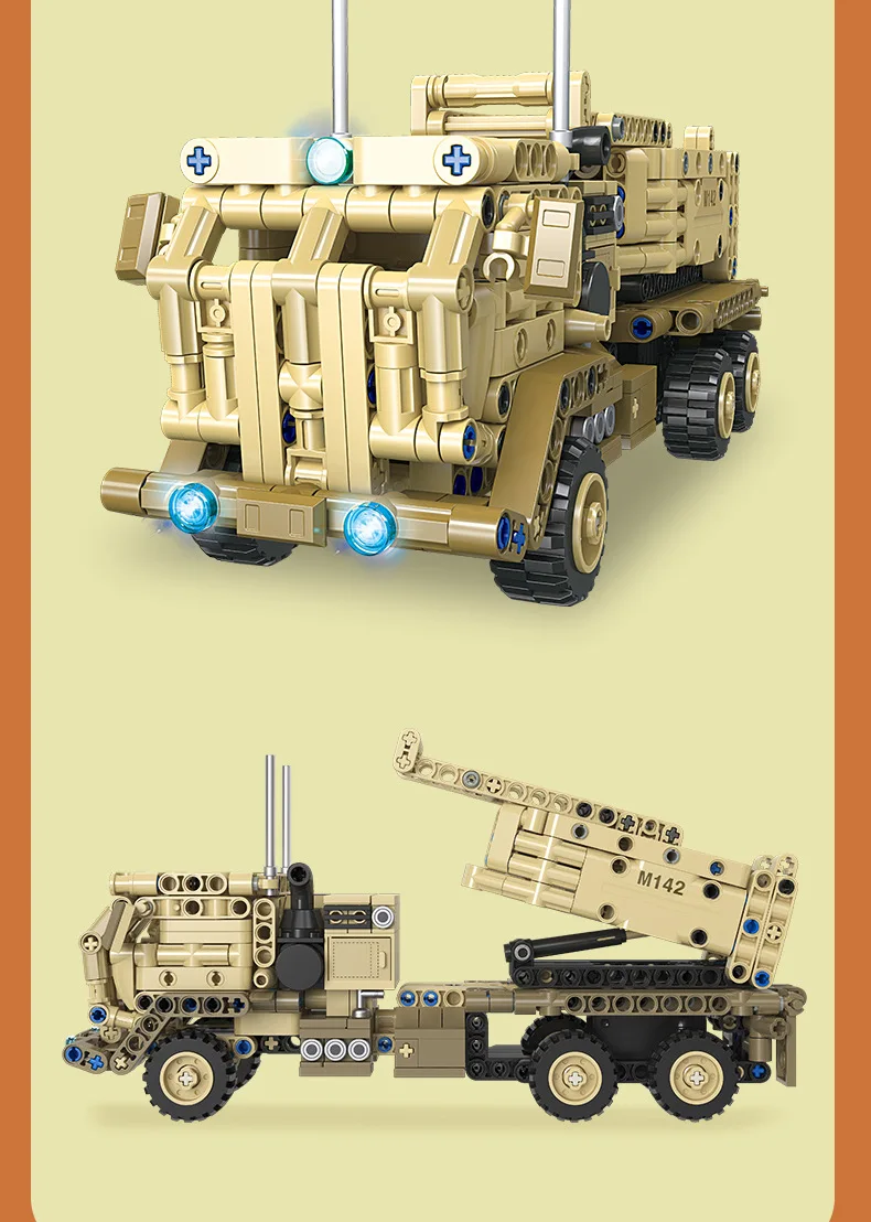 Amerikanische moderne Militär-HIMARS-Bausteine, M142 Hochmobile Artillerie-Raketenwagen-Set, Armee-Fahrzeug-Spielzeug als Geschenk – Detail 8