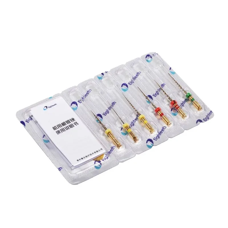 3 عبوات (18 قطعة) ملفات قناة الجذر Ni-Ti الذهبية E-FLEX ملف دوار ملفات نهاية مفتوحة للأسنان/ملفات فتح/تشكيل