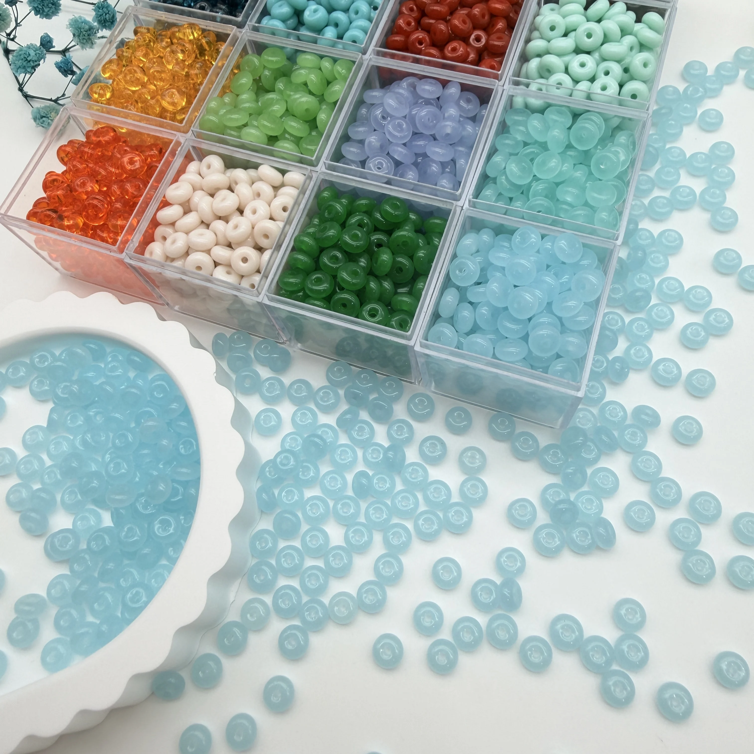 3x6mm Transparent Royal Blue Flat Abacus Glass Beads Spacer Beads For DIY Bracelet Necklace Earrings Jewelry Making Loose Bead