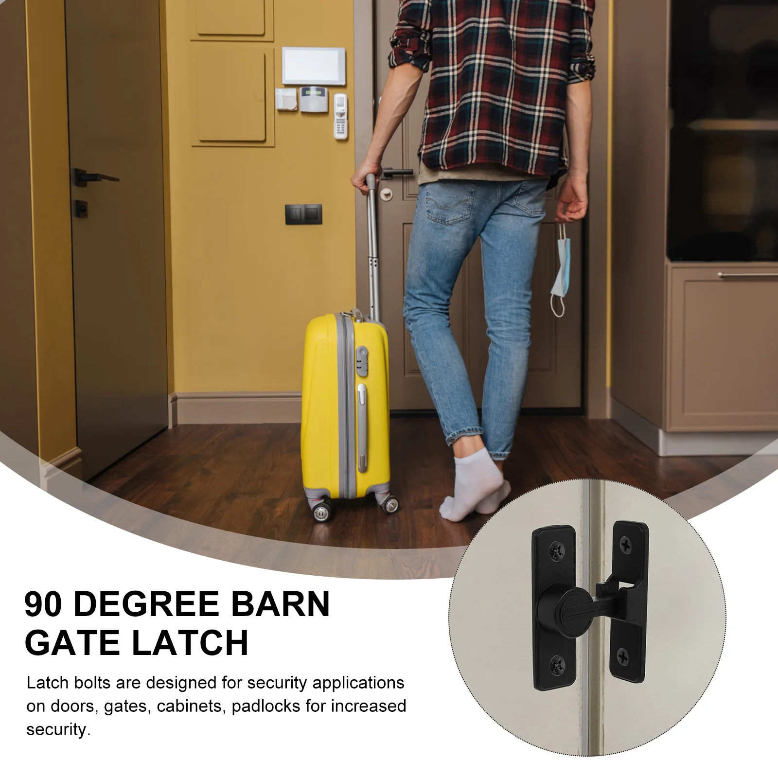 

Sliding Latch Self Adhesive Right Zinc Alloy Security Bolt Gate Cabinet Fast Easy Install 90 Degree Flips Buckle