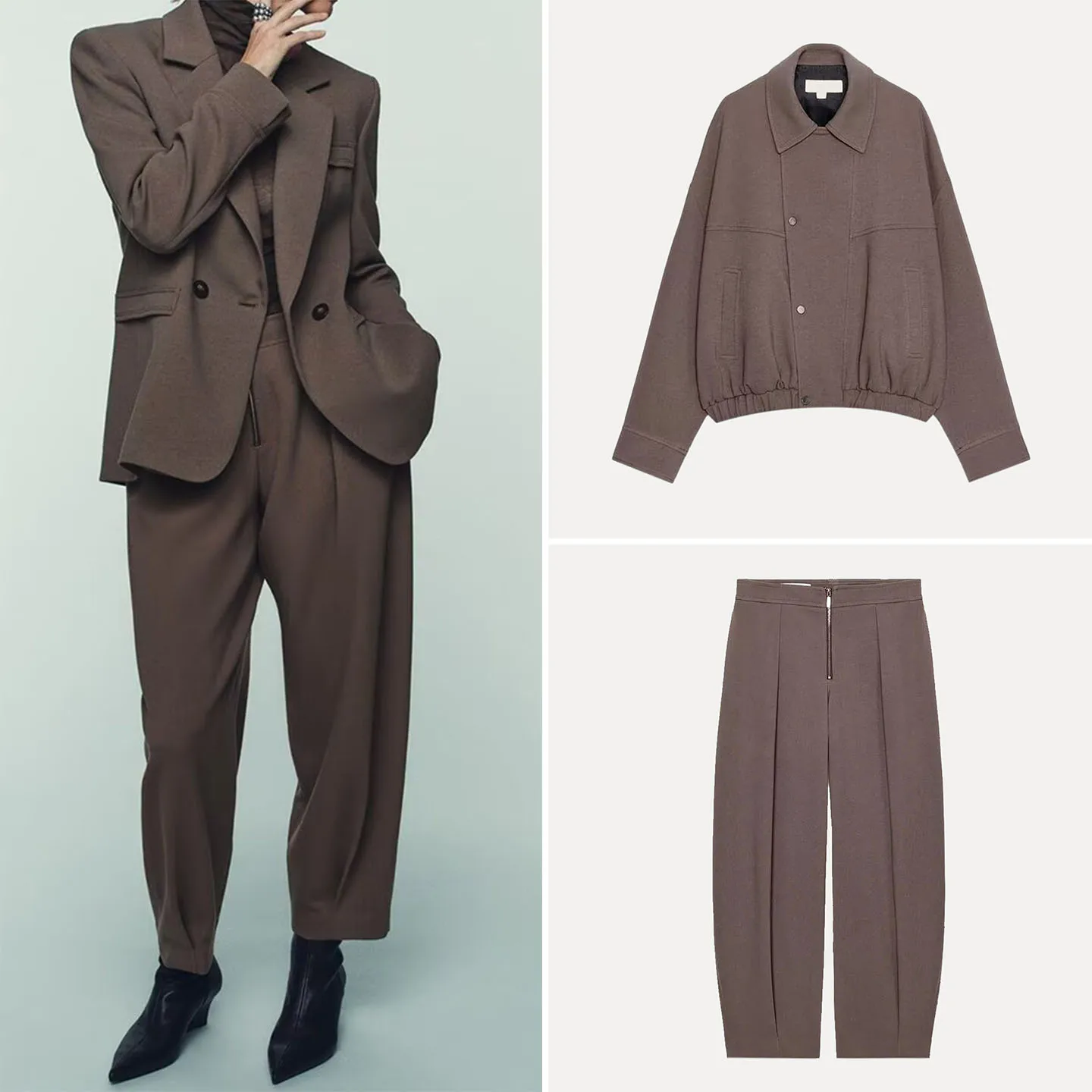 

Z 2025 Winter Faion Jaet Верхняя одежда Женские брюки на молнии ort Sle Long Sve Комплект из двух предметов Повседневная одежда для взрослых