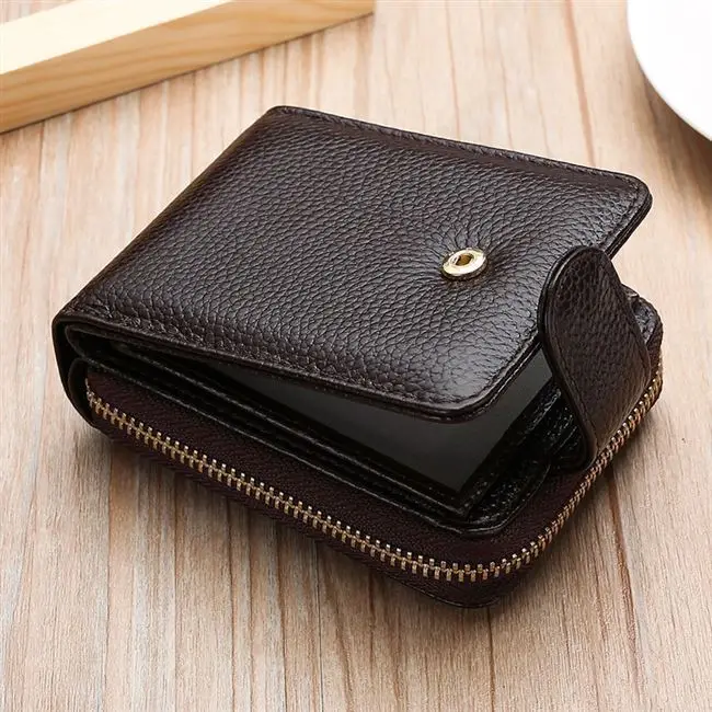 Titular do cartão de identificação de crédito fino moda couro pequena carteira com bolso de moedas feminino torre fivela saco de dinheiro caso masculino bolsa de negócios