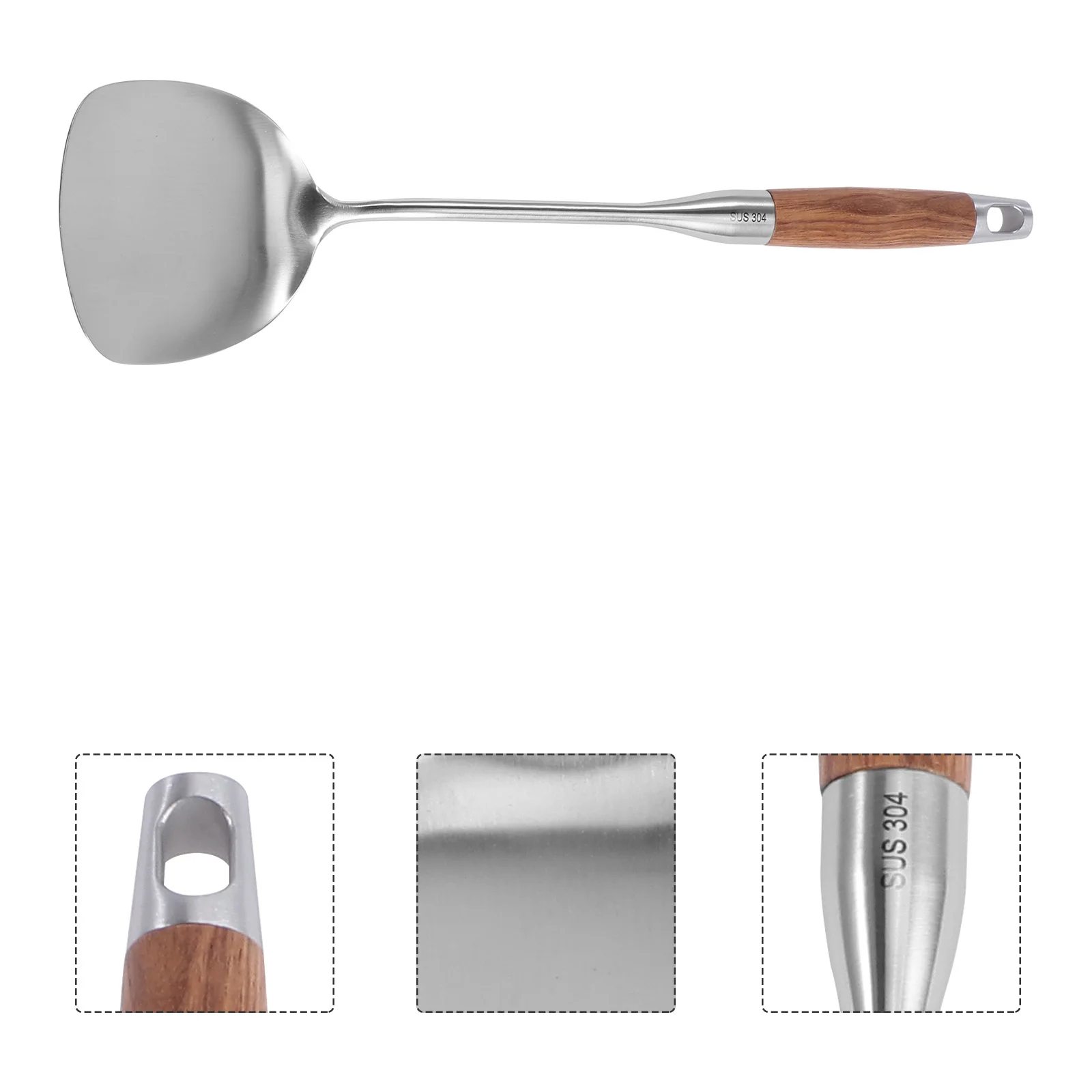 

Stainless Steel Kitchen Spade Smooth Handle Non-Stick Pan Protection Cooking Spatula Shovel Utensils for Daily Home Use