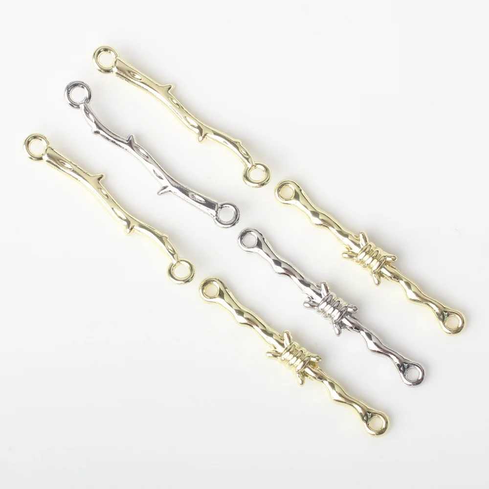 10pcs Double Hole Tree Branch Shape Pendant Charms For Jewelry Making Connector Handmade DIY Bracelet Necklace Accessories