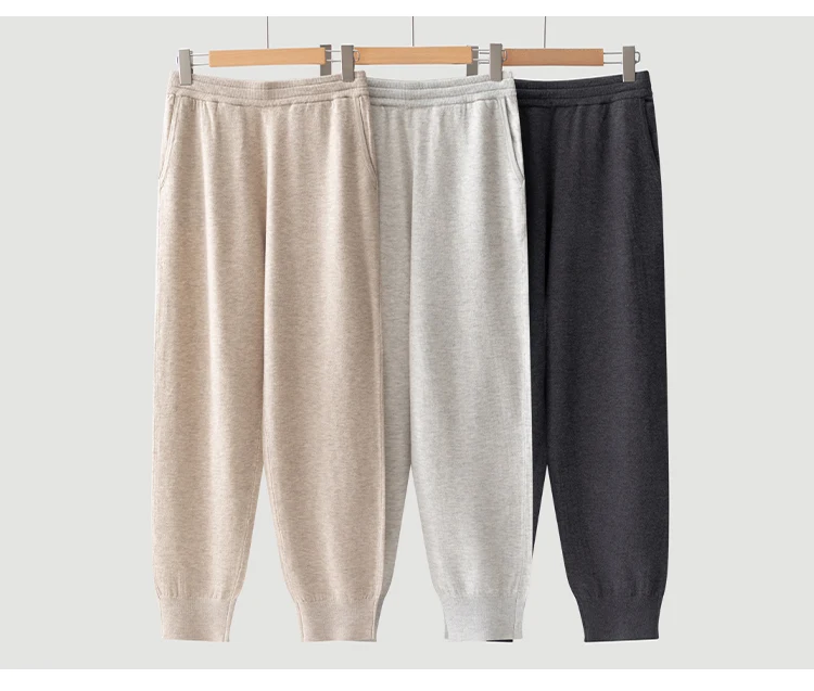 MZ62127 Damen Minimalistische Strick-Jogginghose mit Hoher Taille, Elastisch, Schmal Geschnitten, Weiche Modal-Mischung, Freizeithose für Herbst und Winter – Detail 9