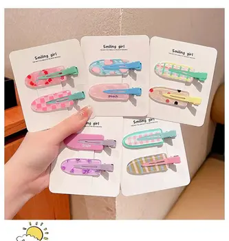 4/6/8/10pcs Snoep Kleur Fruit Haar Bang Clip Zomer Haarspeld Geen Vouw Acryl Barrette haar Kant Klem Voor Meisje Haaraccessoires