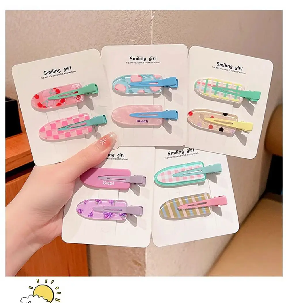 4/6/8/10szt Candy Color Fruit Hair Bang Clip Summer Hairpin No Crease Acrylic Barrette Hair Side Clamp For Girl Hair Accessories