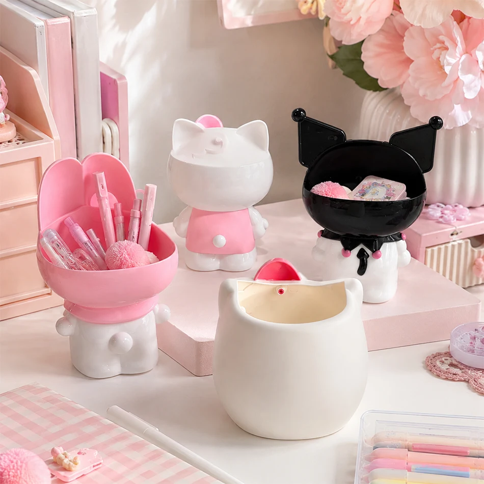 Hello Kitty Sanrio My Melody Cute Pen Container Makeup Brush Holder Desktop Storage Box Dormitory Room Organizer Birthday Gifts gallery 5