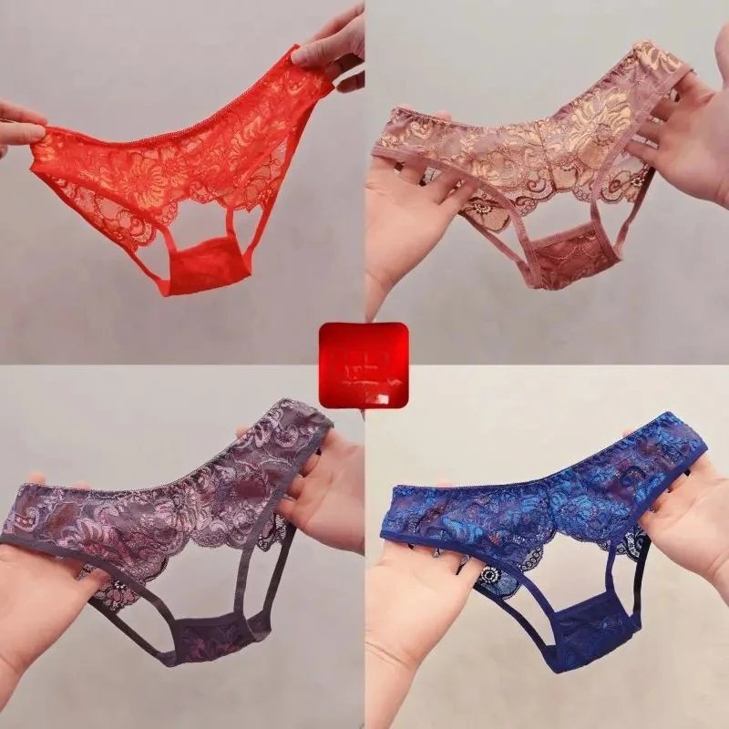 

Pure Desire Sexy Women's Underwear Lace Hollowed Out Seamless Breathable Transparent Internet Pretty Personality Charming Briefs