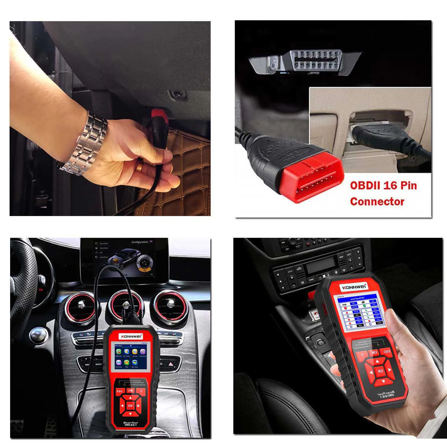Konnwei Factory Obdi2 Escaner Automotriz KW850 أدوات تشخيص السيارات 16pin يده سيارة obd2 الماسح الضوئي لجميع السيارات 12 فولت #2