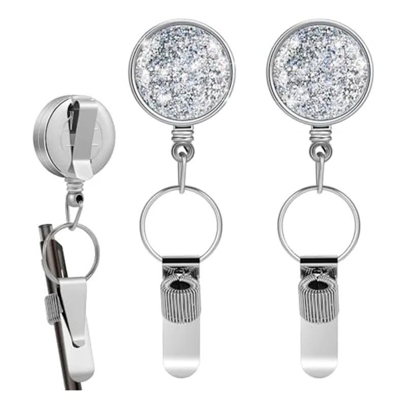 A42Z-Retractable Pen Holder 25.6 Inch Retractable Pen Reel Keychain With Clip For Carpenters Nurse Workers Mechanics