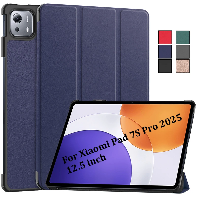 

Чехол для Xiaomi Pad 7S Pro 2025 12,5 дюйма, тройной магнитный кожаный чехол с подставкой, жесткий смарт-чехол для Xiaomi Pad 7S Pro 12,5 дюймов, чехол 2025