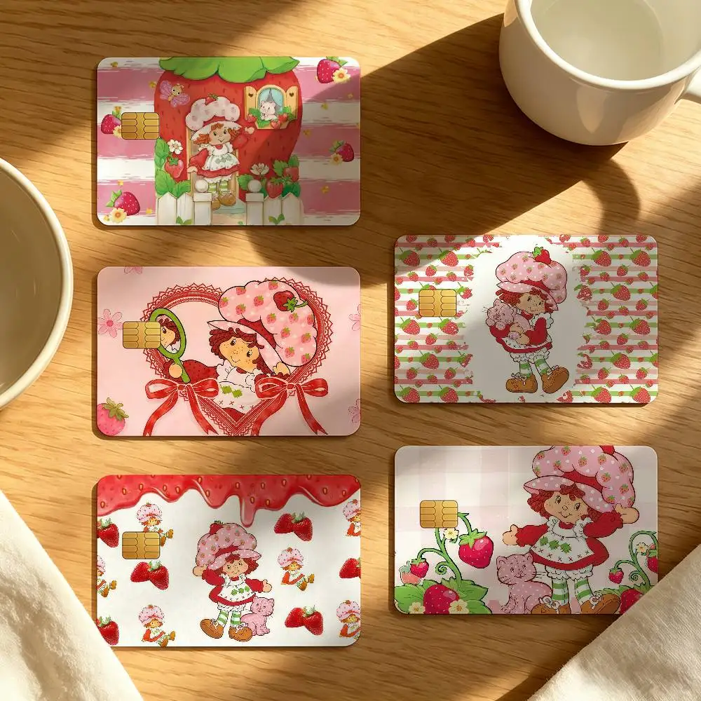 S-Strawberry S-Shortcake Cartoon Decorative protective stickers for bank debit cards bus and metro credit cards stickers