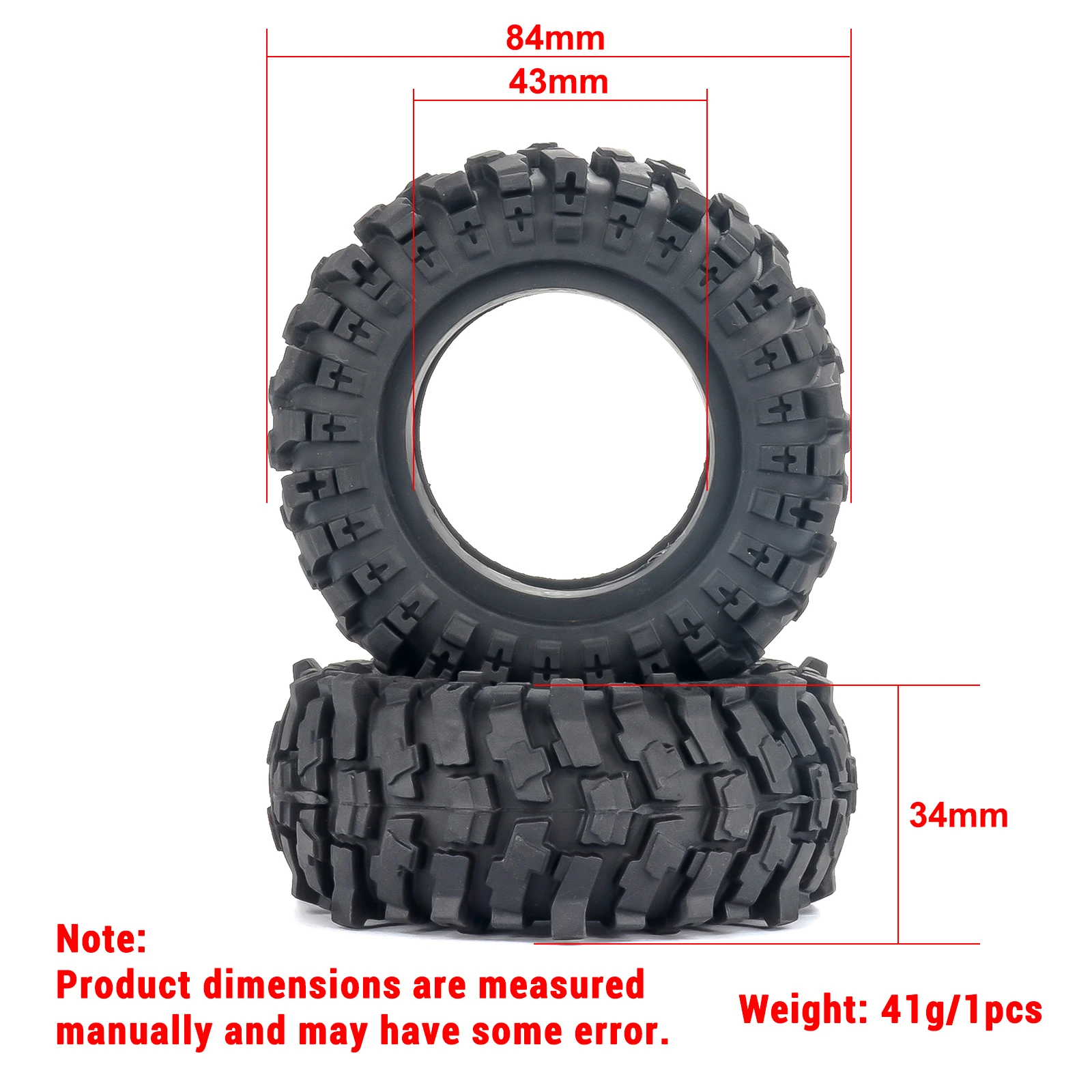 PYFORE 1,9 Zoll 84x34mm 4 Stück Kletterreifen für 1/12 RC Modellauto Crawler Zubehör – Detail 1