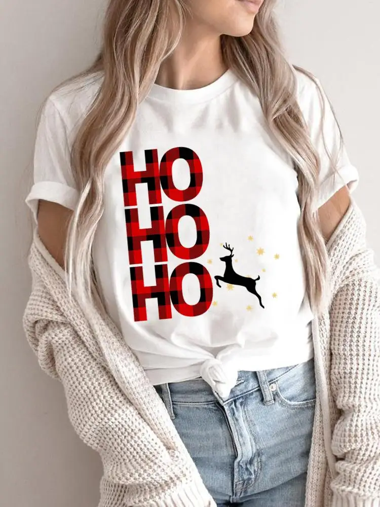 Cat Cute Lovely Winter 90s Women Holiday Clothing Merry Christmas Fashion 2025Shirt Print T Top Graphic Tee New Year T-shirts