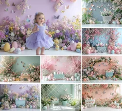 Mehofond Photography Background Spring Easter Floral Butterfly Eggs Kid Birthday Cake Smash Portrait Decor Backdrop Photo Studio