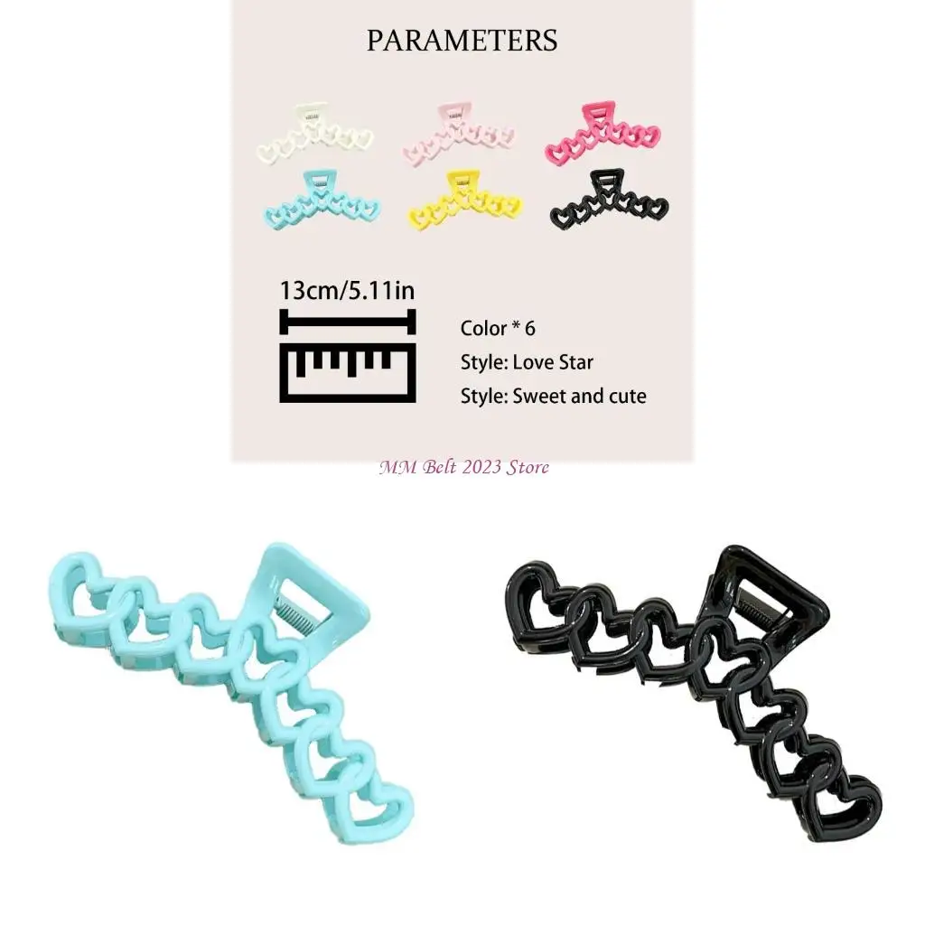 

49ME Delicate Heart Hair Claw Ponytail Shopping Jaw Clip Female Headpieces