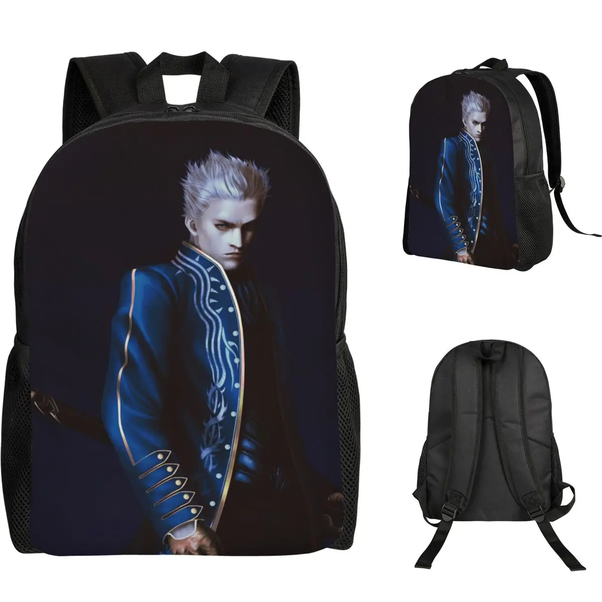 Mochila para estudiantes de la serie Vergil From The Devil May Cry, bolso escolar, mochila de viaje para senderismo, mochila para hombres y mujeres, bolsos de hombro