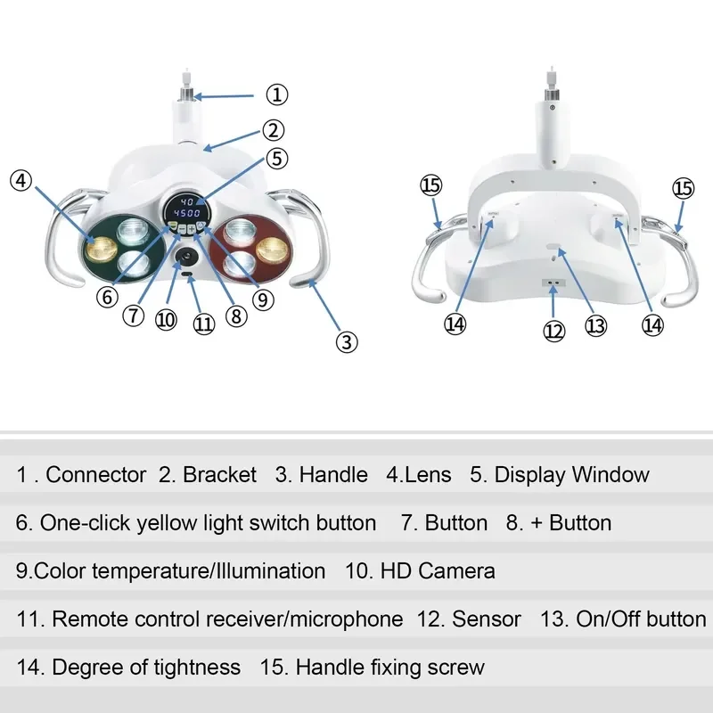 Oral Lamp With Video Recording 40000Lux Brightness Integrated LED Operation Light for Chair Unit