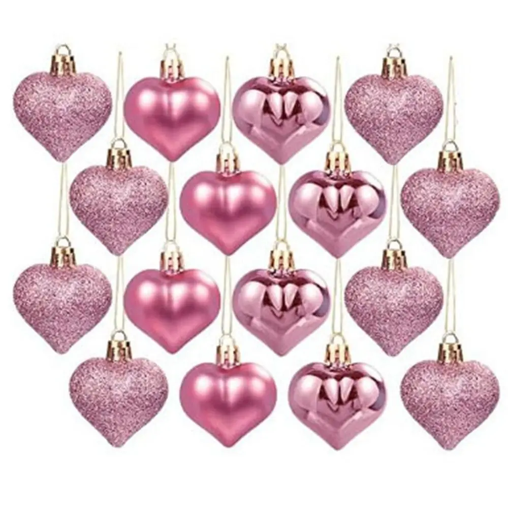 

12Pcs/set Special-shaped Heart Ball Pendant Electroplated DIY Christmas Tree Wreath Ornament 3D Love Heart Pendant New Year
