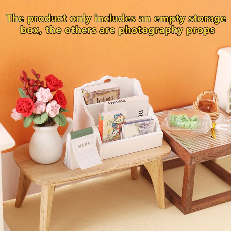 1Pc Dollhouse Miniature 3-tier Storage Rack Organizer Model Mini Desktop Bookshelf Storage Cabinet Doll House Decor Accessories