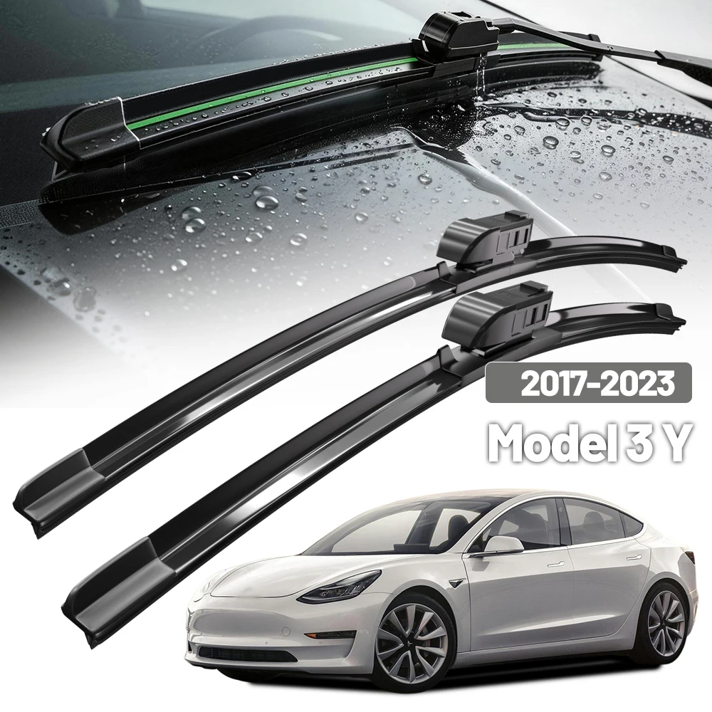 2 Stück Auto-Wischerblätter für 2017-2023 Tesla Model 3 Y Frontscheibe Windschutzscheibe Doppelgummi Auto-Zubehör 2021 2022 26"19"