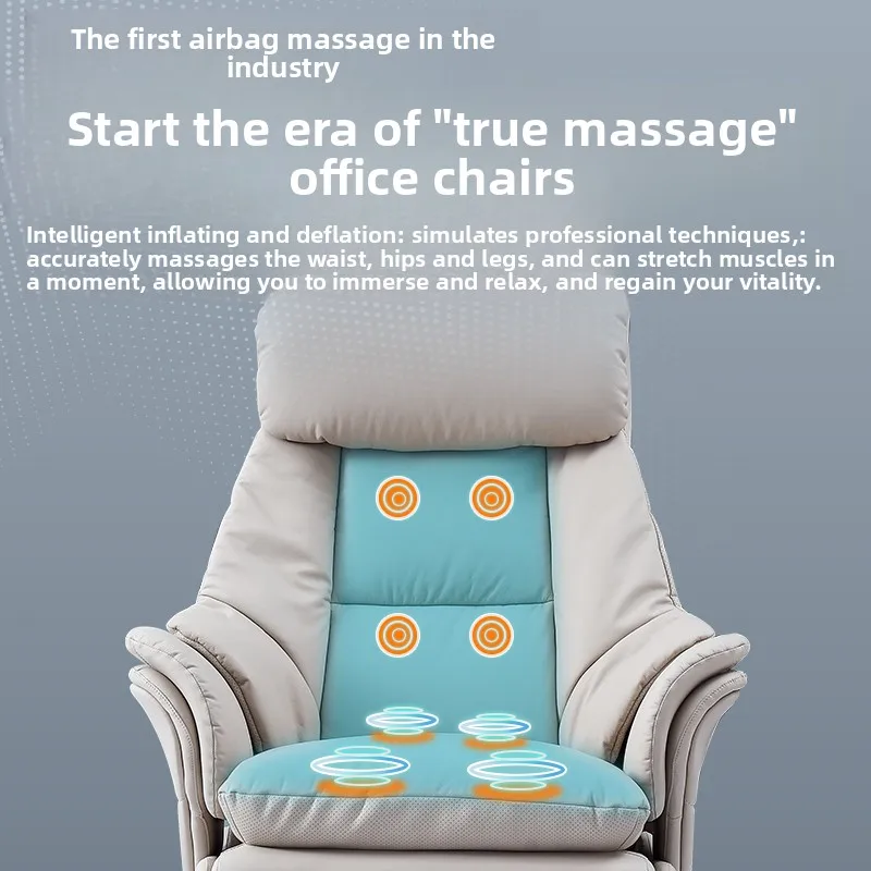 Modern Smart Electric Office Boss Chair With 8 Point Air-bag Massage High Back Genuine Leather Ergonomic Office Chairs
