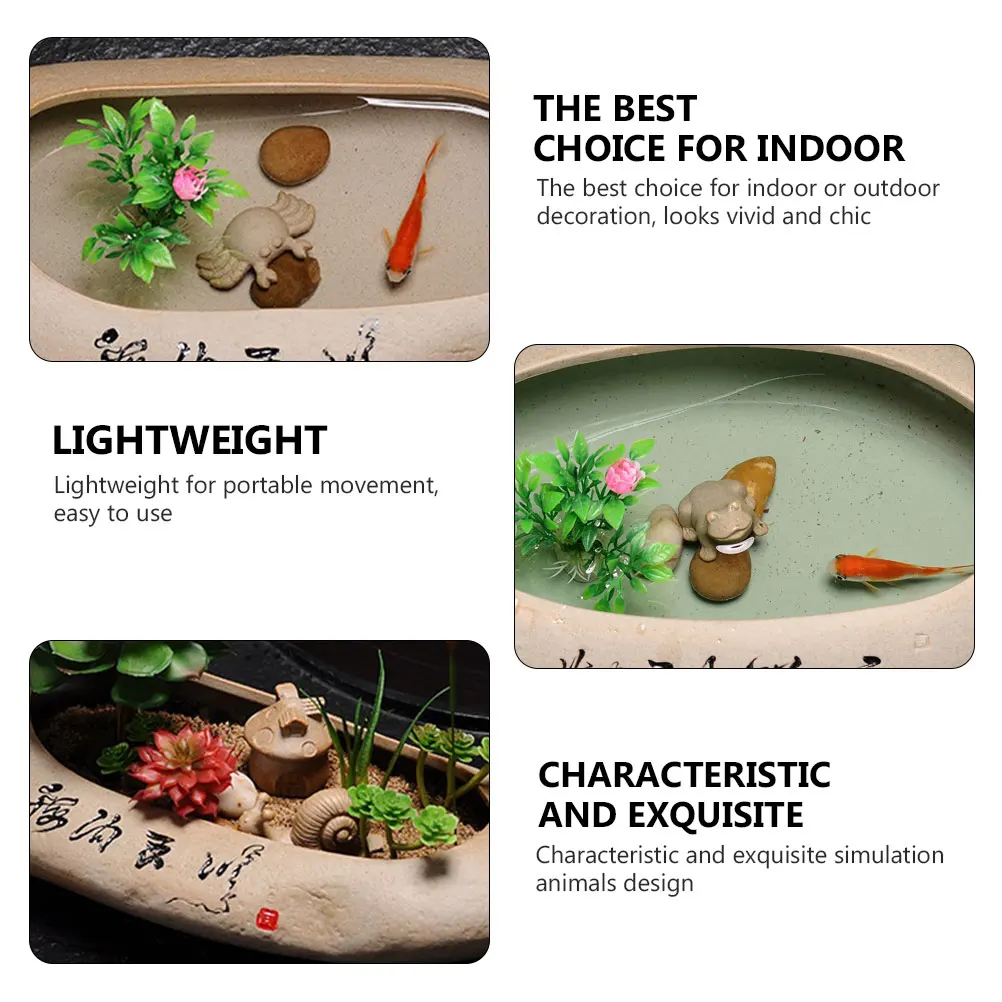 

4pcs Stoneware Creative Ceramic Ornament Lifelike Decoration Flowerpot Desktop Home Office Decorative Craft Emulation Table