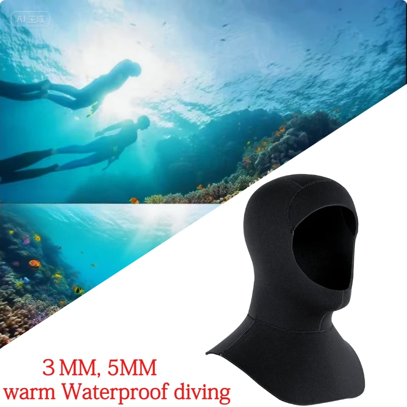 

Men Women 3/5mm Neoprene Diving Hooded Thicken Swimming Cap with Shoulder Deep Dive Surfing Spearfishing Anti cold Scuba Hat