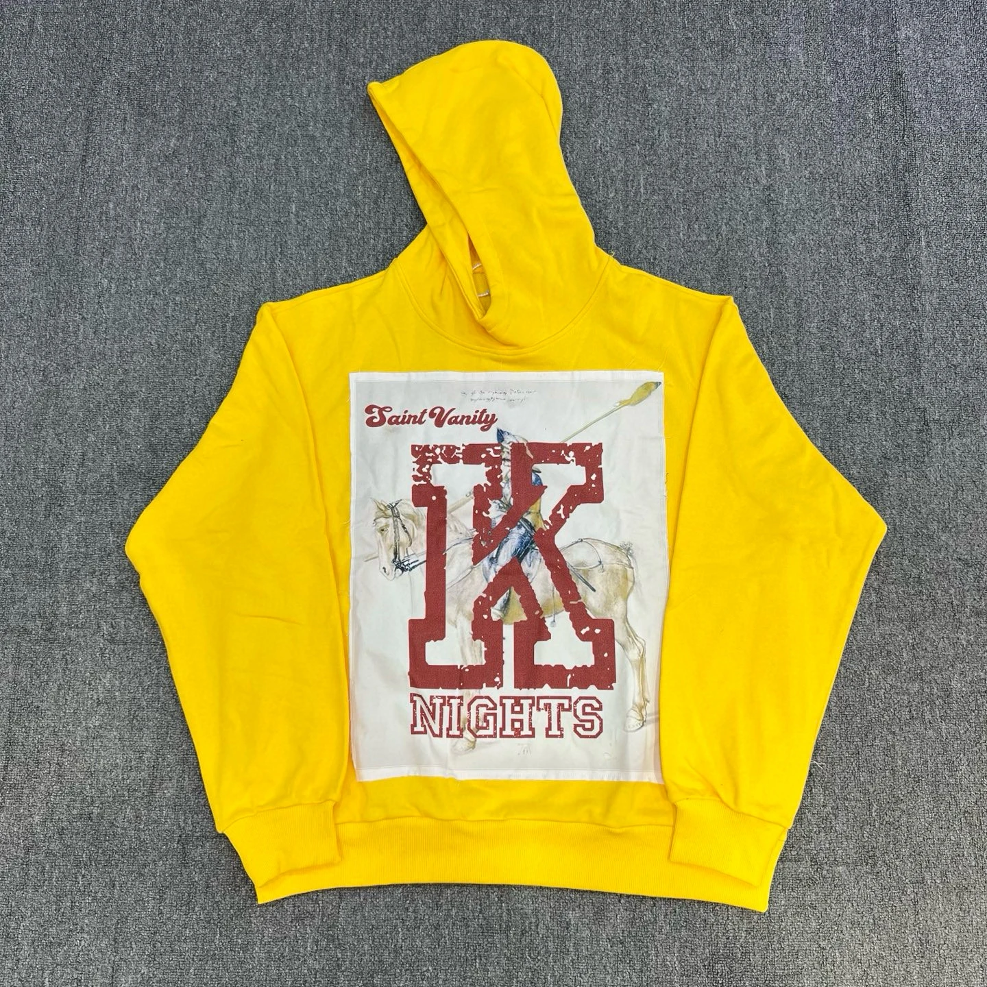 

Loose American Street Sle Patchwork Hoodie Yellow Casual Sweatirt Youth Modern Geometric Pattern ort Sve Long Hood
