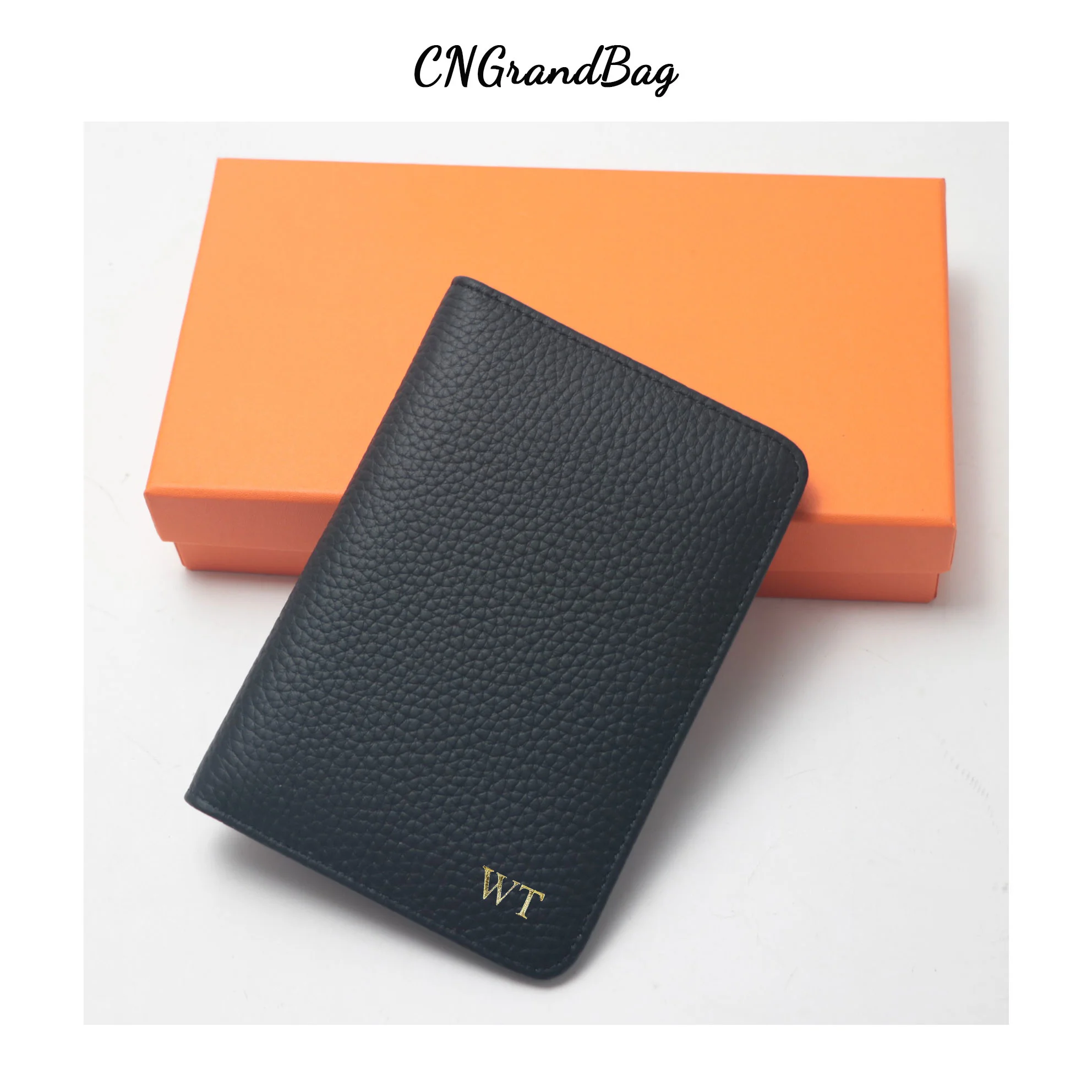 

Free Customized Gift Box High Quality Cowhide Passport Holder Pebble Leather Men's Women Passport Cover Travel Accessories