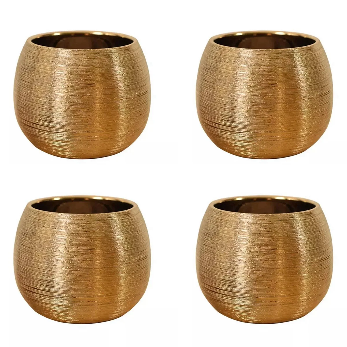 

4X Ceramic Plant Pot Planter Unique Gold-Plated Flower Pot Succulent Flowerpot Flower Vase Plant Pot