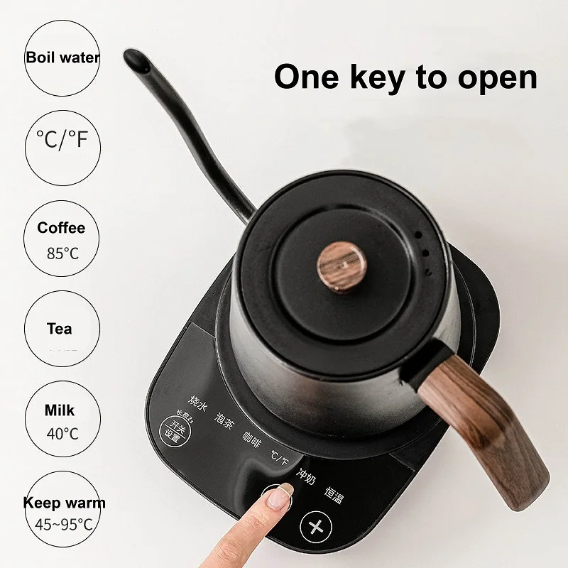 110V Electric Kettle Smart Hand Brewed Gooseneck Coffee Pot 800ml Home Temperature Controlled Kettle Suitable For Coffee/Tea