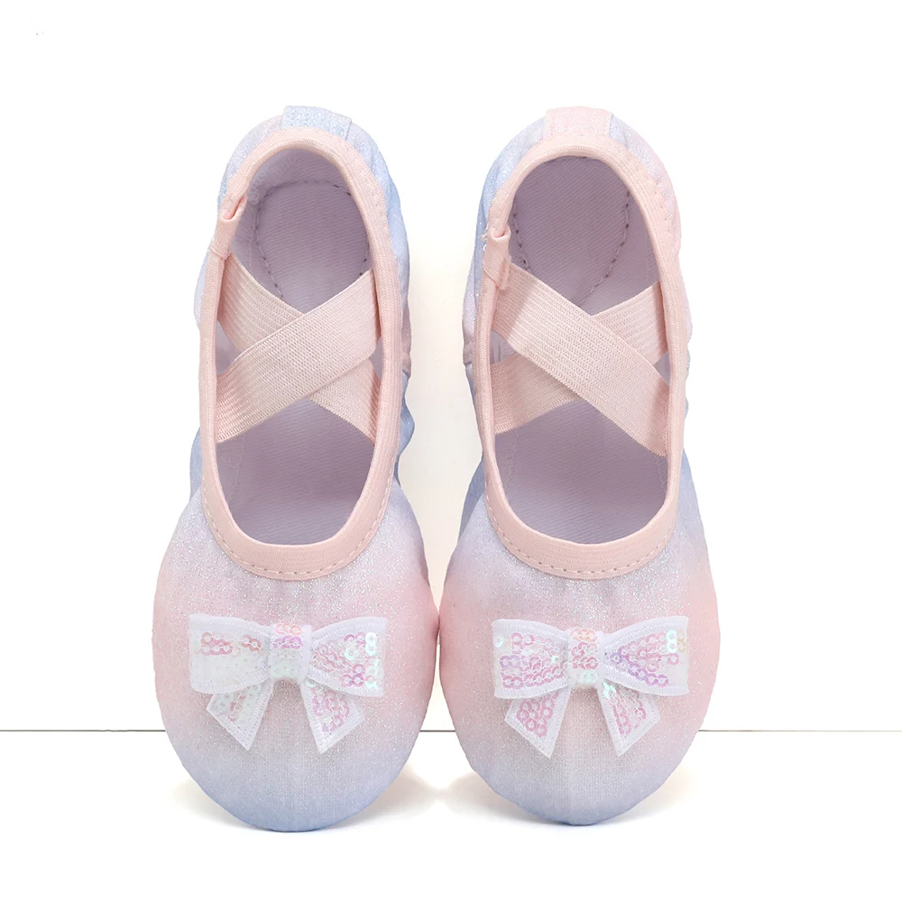 Girls Ballet Dance Shoes Bowknot Dance Split Sole Ballroom Training Shoes Child Adult Ballet Shoes colorful Flat Women Kids