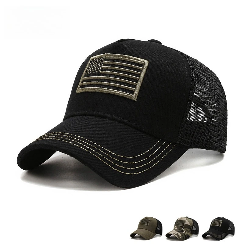 

Summer Hat Men's Outdoor Camouflage Mesh Hat Embroidered American Flag Baseball Cap Popular Cap Outdoor Sports Baseball Cap