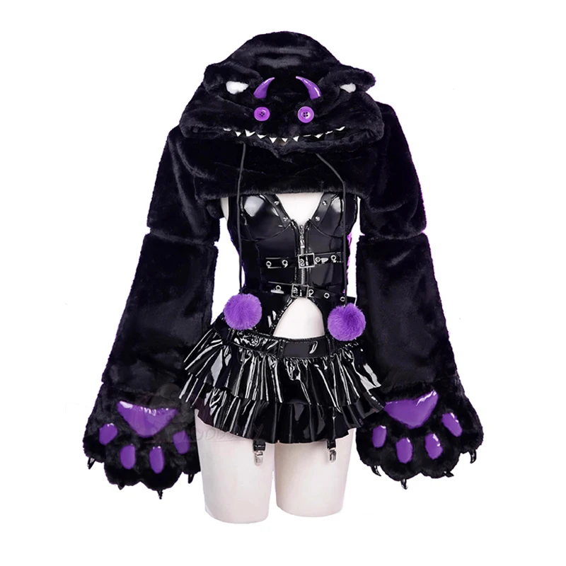

Anime Bunny Girl Cosplay Costume Women Kawaii Sexy Leather Bodysuit Cute Cat Paw Uniform Dress Halloween Carnival Party Clothes
