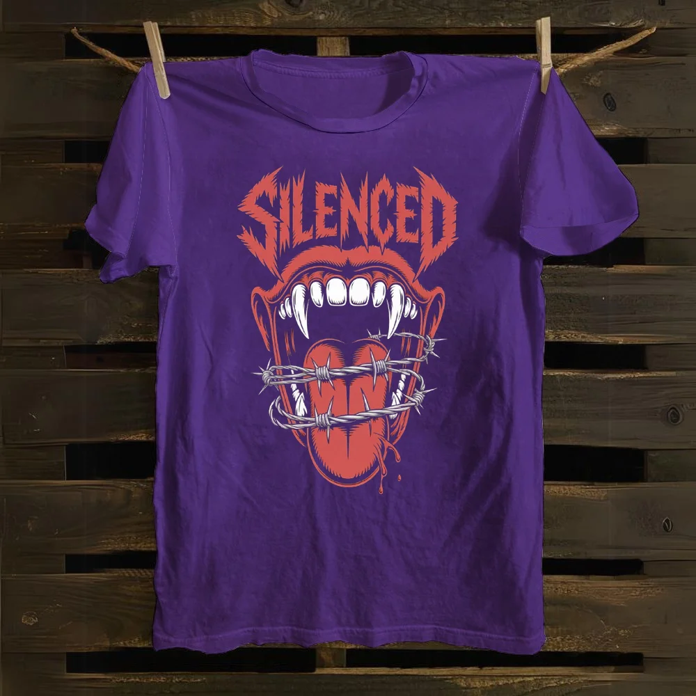 Barbed Wire Fangs Mouth Graphic T‑Shirt Men Women Dark Gothic Streetwear Casual Short Sleeve Tee
