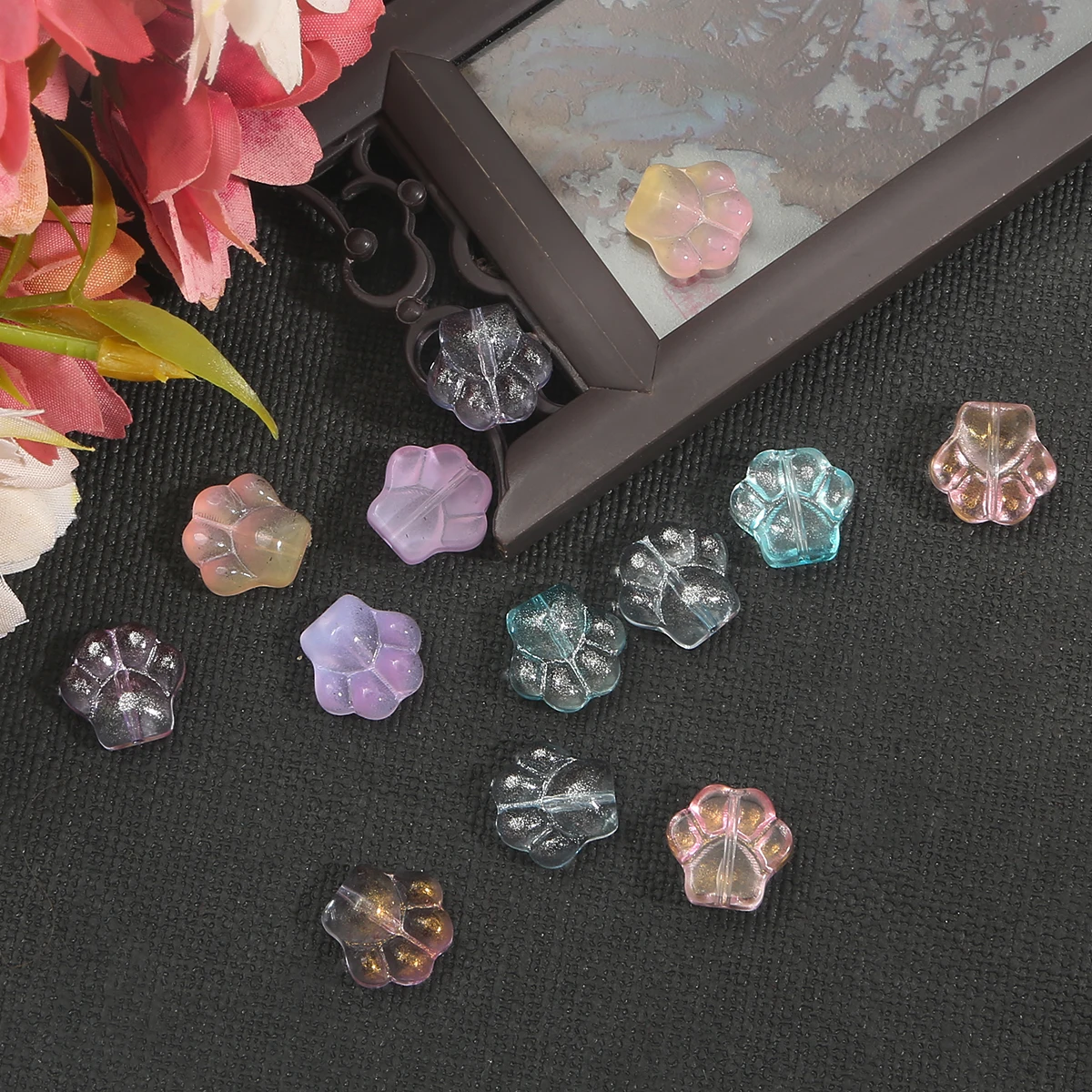 

13x14mm 10pcs Cat paw shape Lampwork Beads For Jewelry Making Loose Glass Beads DIY Bracelet Necklace Accessories