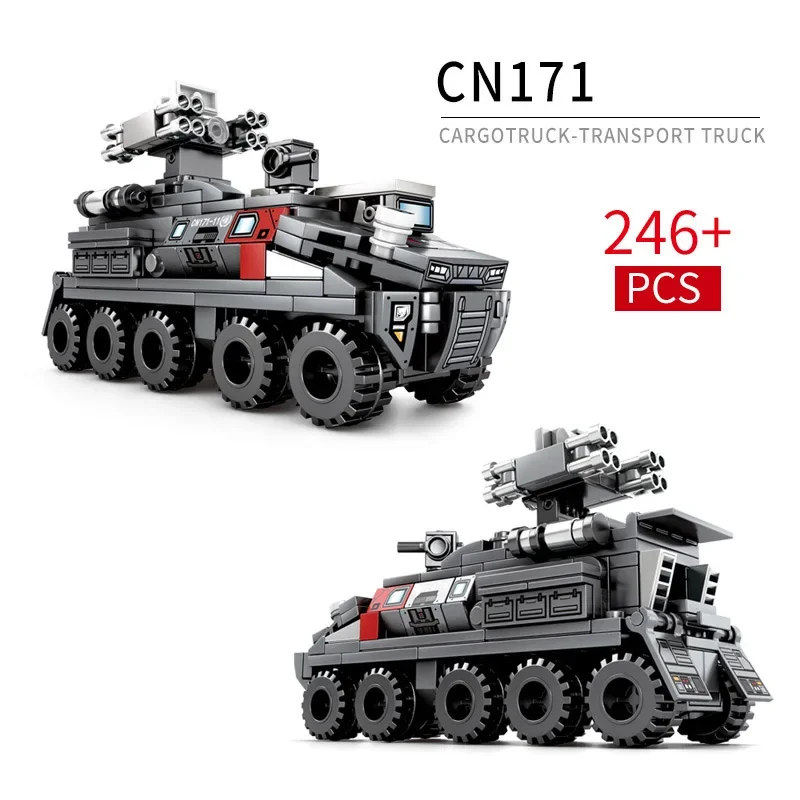 Wandering Earth Model Building Blocks MOC Boxtype Troop Carrier Engineering Vehicle Soldier Armored Vehicle Toys for Kid Gifts