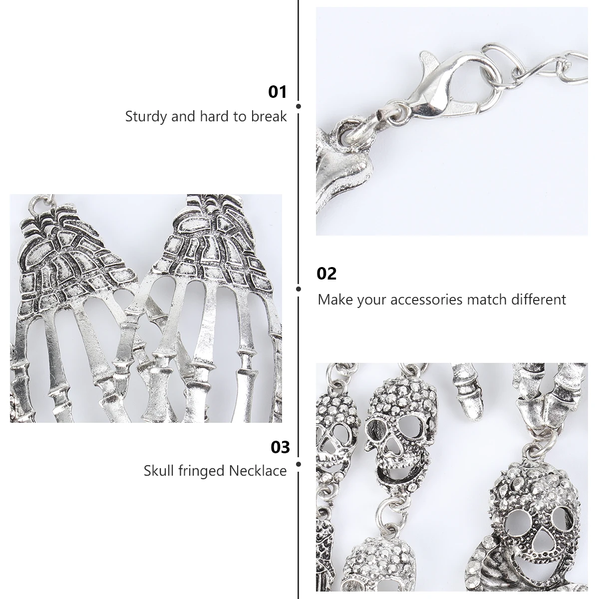 

Skull Necklace Halloween Chains Choker Necklaces for Woman Accessory Jewelry Goth Accessories Women's