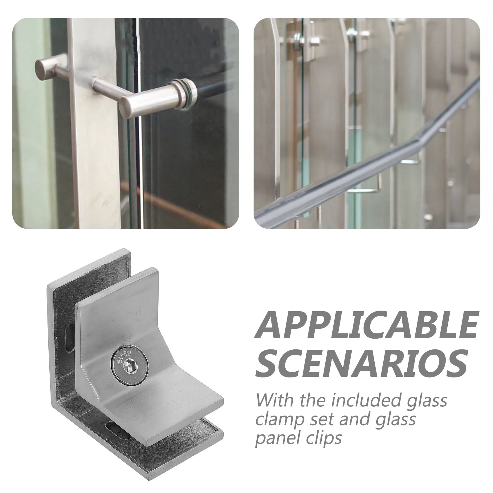 Heavy Duty 12mm Stainless Steel Glass Railing Clamp, 90° No-Drill Bracket for Balcony, Pool Fence & Balustrade