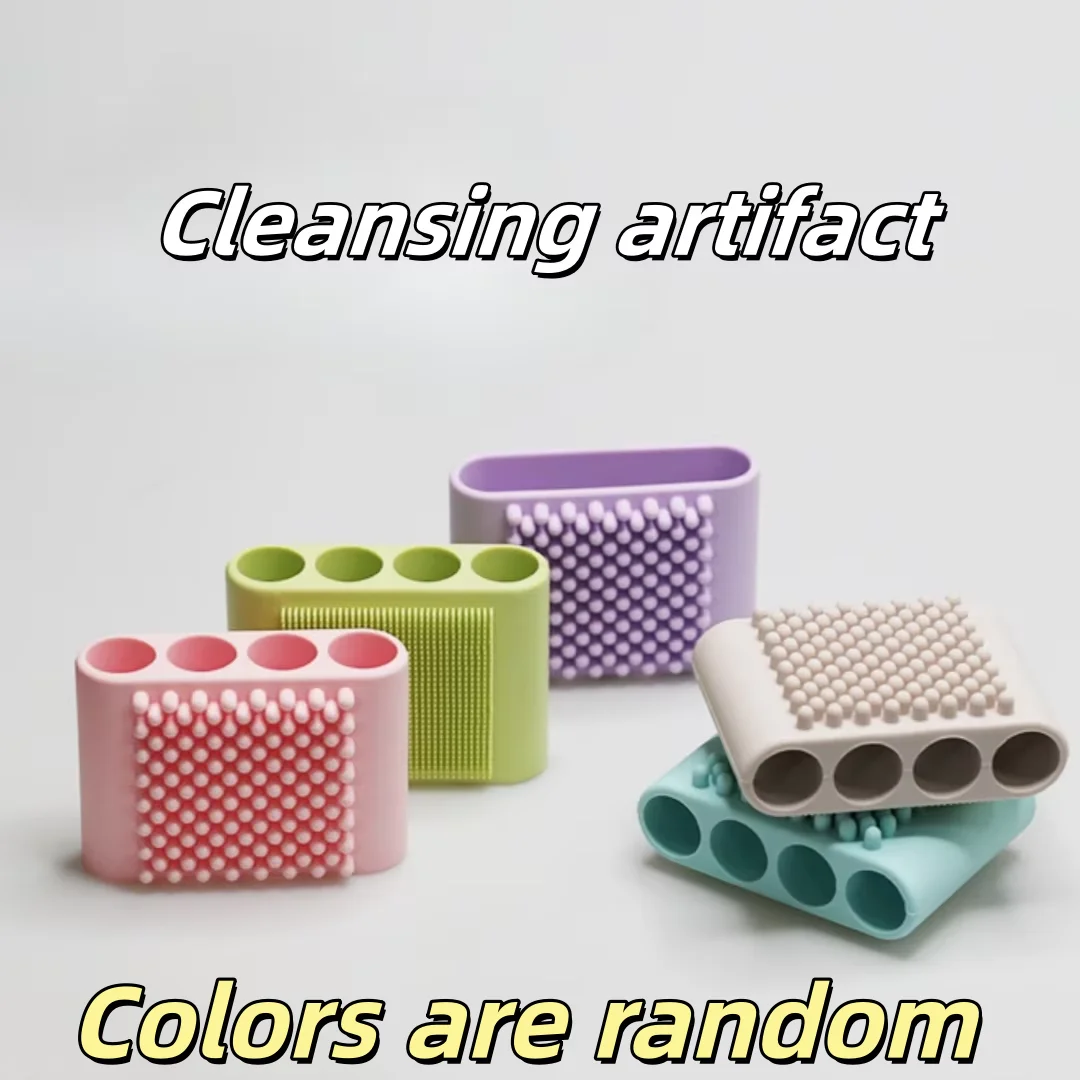 

1 Piece of Double-Sided Silicone Bath Brush in Random Colors, Bath Back Scrubber, Silicone Massage Brush for Bathing, Double-Sided Scrub Brush, Four-Finger Non-Slip Fixed Massage Brush, Silicone Bath Brush for Cleaning, Comfortable Hair Washing Brush