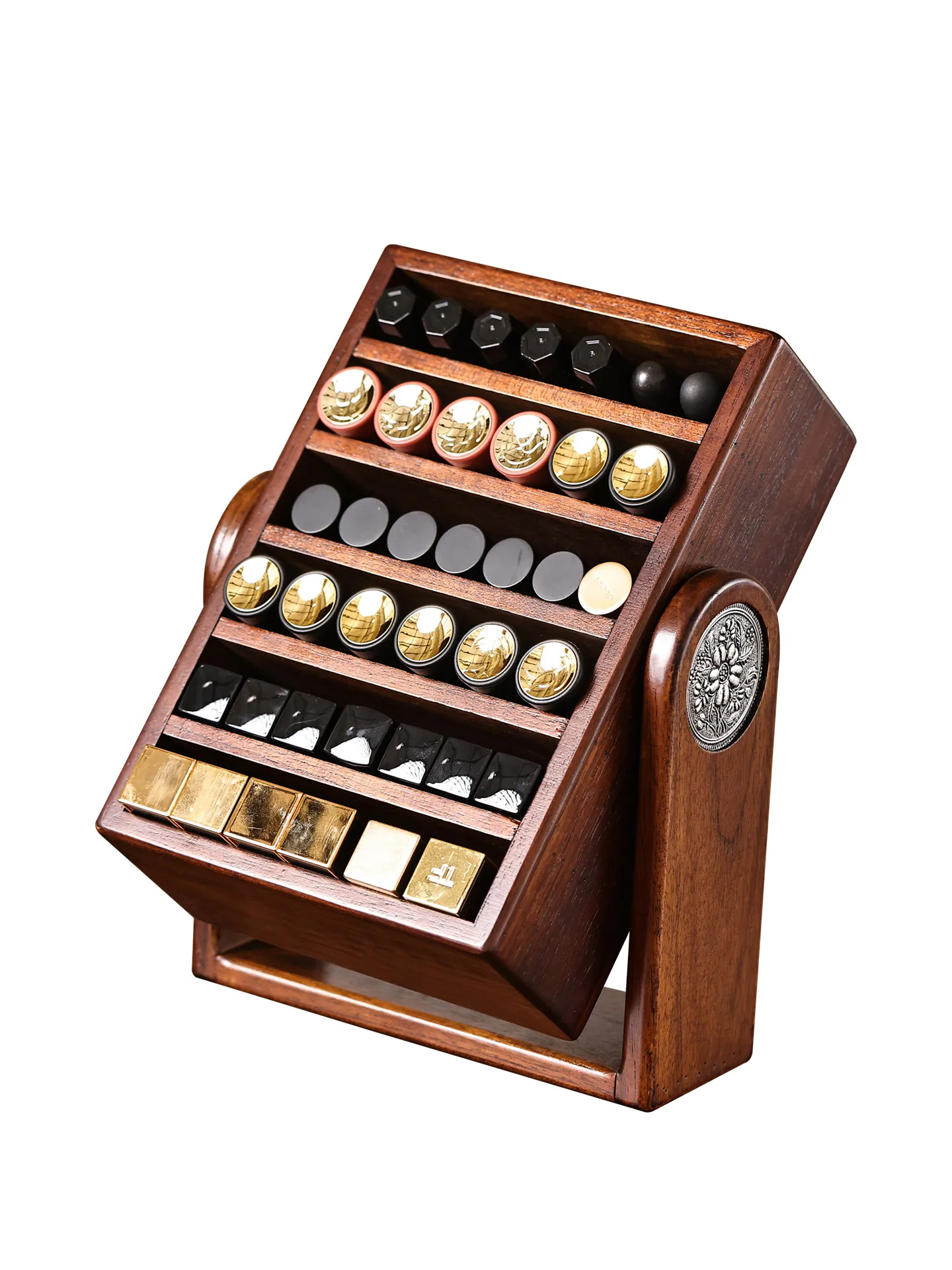 High-end Wooden Cosmetics Storage Box Desktop Rotating Large-capacity Solid Wood Lipstick Perfume Rack
