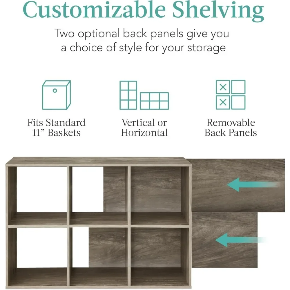 Best Choice Products 6-Cube Storage Organizer, 11in Shelf Opening, Bookcase, Display Shelf,3 Removable Back Panels