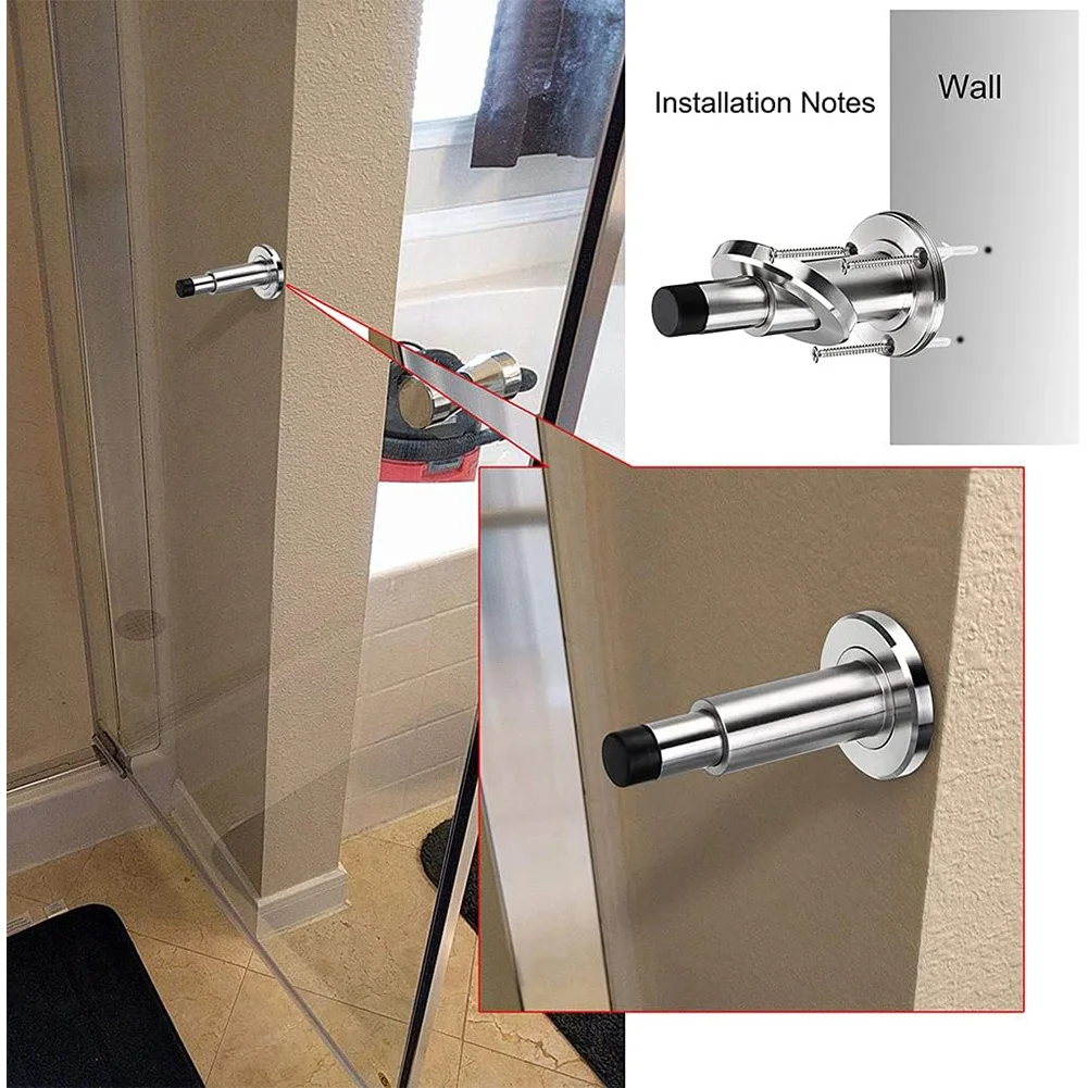 

Дверной стопор с регулируемой высотой. Встроенный настенный дверной стопор из нержавеющей стали, устойчивый к ржавчине, со запасным резиновым наконечником для прочного использования.