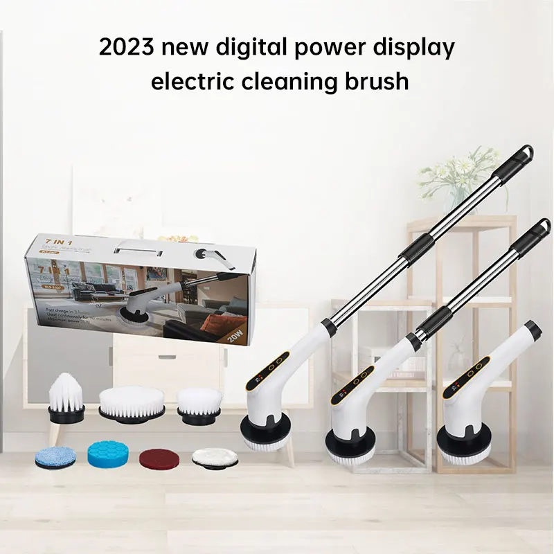 7 In 1 Electric Cleaning Brush Window Wall Cleaner Electric Turbo Scrub Brush Rotating Scrubber Kitchen Bathroom Cleaning Tools